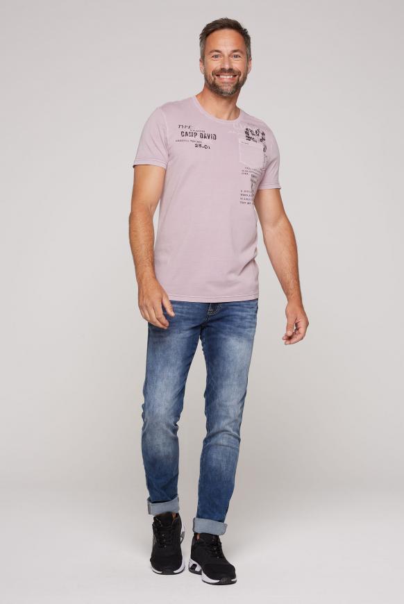 T-Shirt mit Logo Prints und Brusttasche