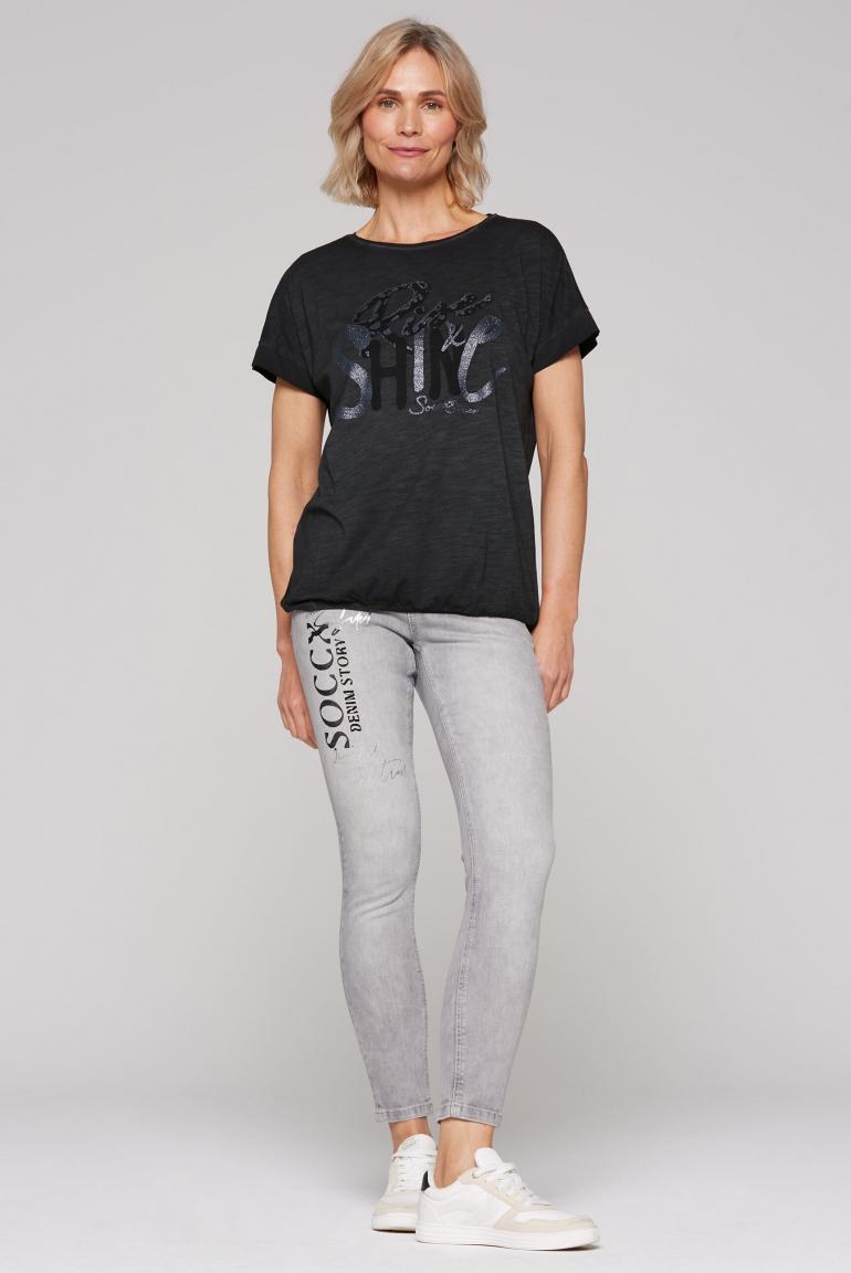 Ärmelloses Oversized-Shirt mit Gummizugsaum