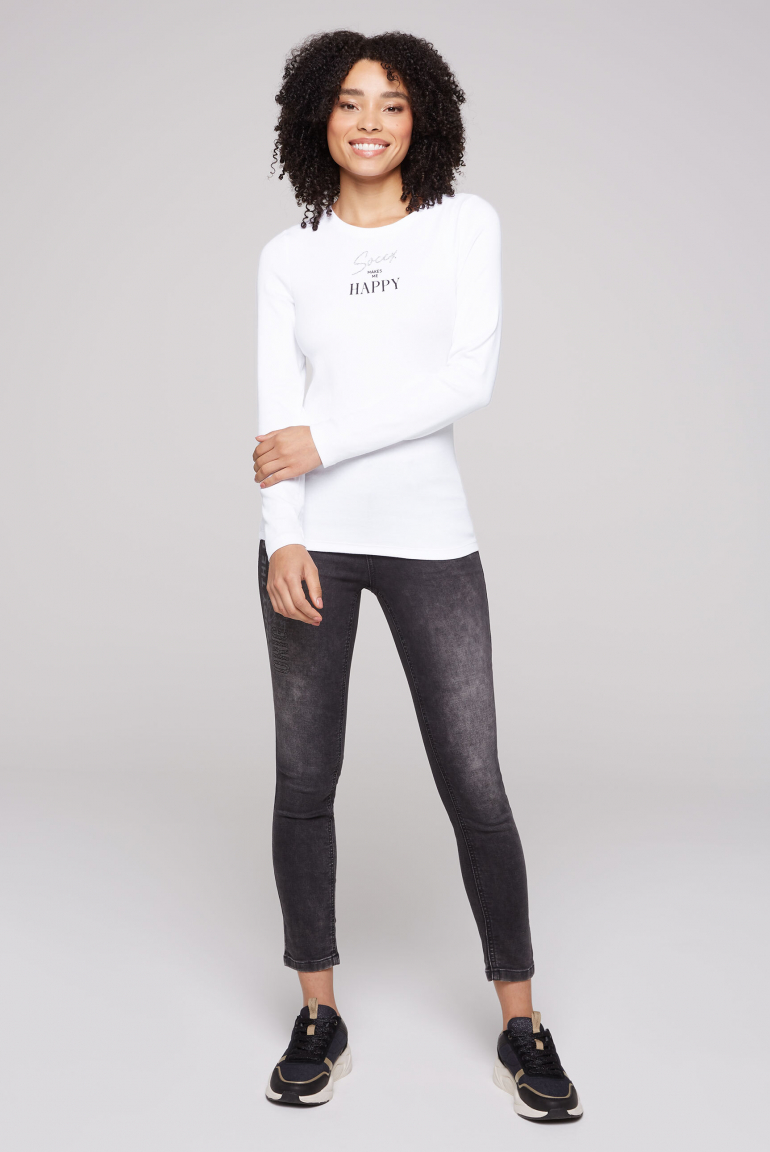 Basic Rippshirt mit Glitter Wording
