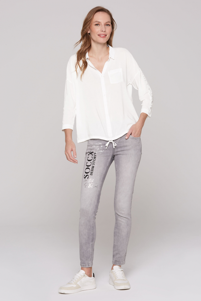 Bluse mit 3/4-Ärmeln und Logo-Tape