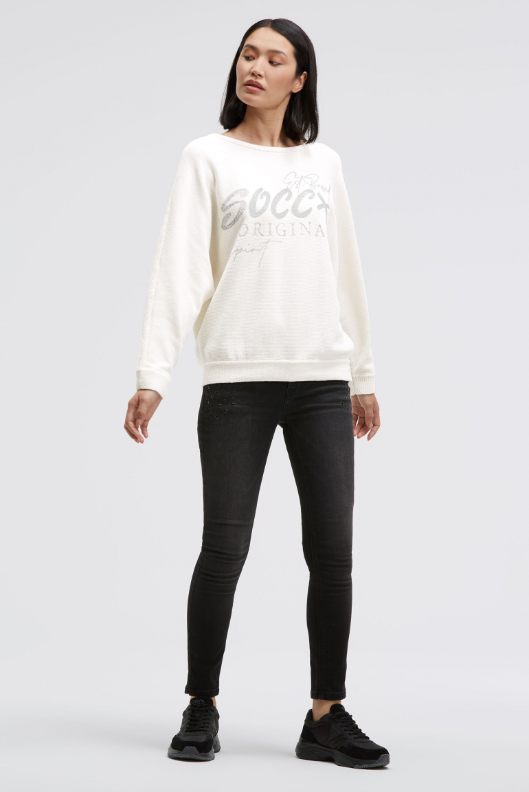 Chenille-Pullover mit Glitter Print