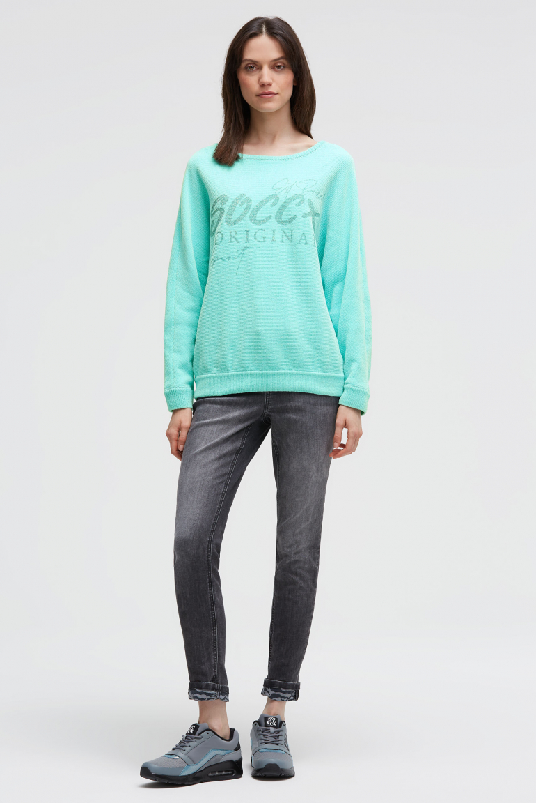 Chenille-Pullover mit Glitter Print