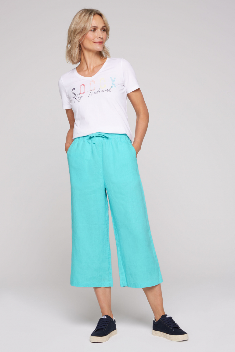 Culotte aus Leinen mit Elastikbund
