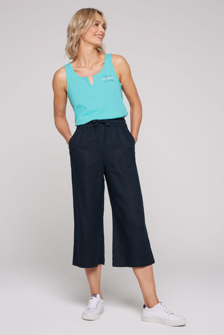 Culotte aus Leinen mit Elastikbund