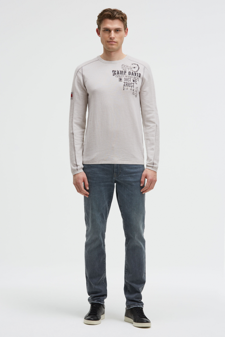 Feinstrickpullover mit Label Prints