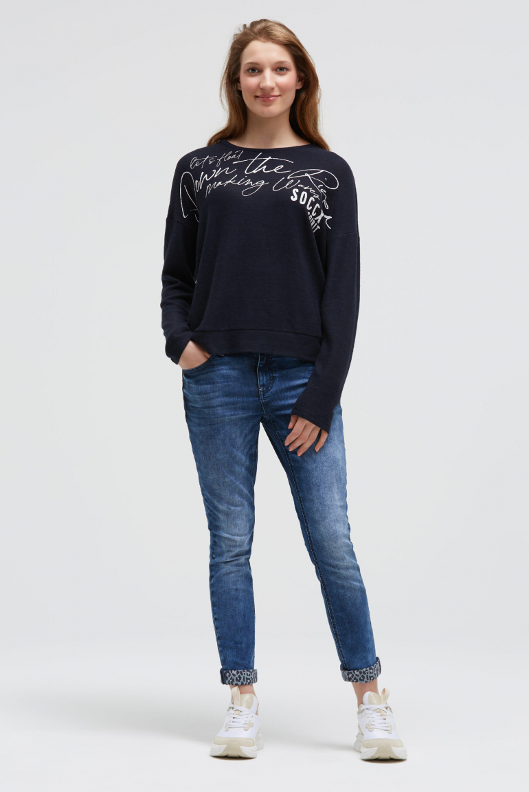 Flauschpullover mit Wording Print