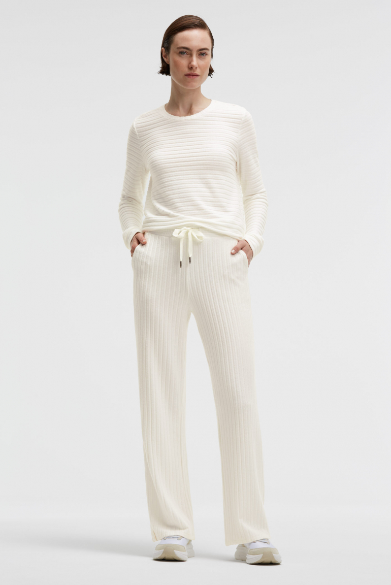 Flauschstrickhose Wide Leg mit Rippstruktur