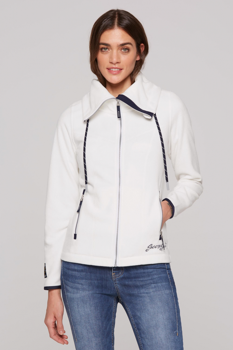 Fleecejacke mit hohem Kragen und Rücken-Print