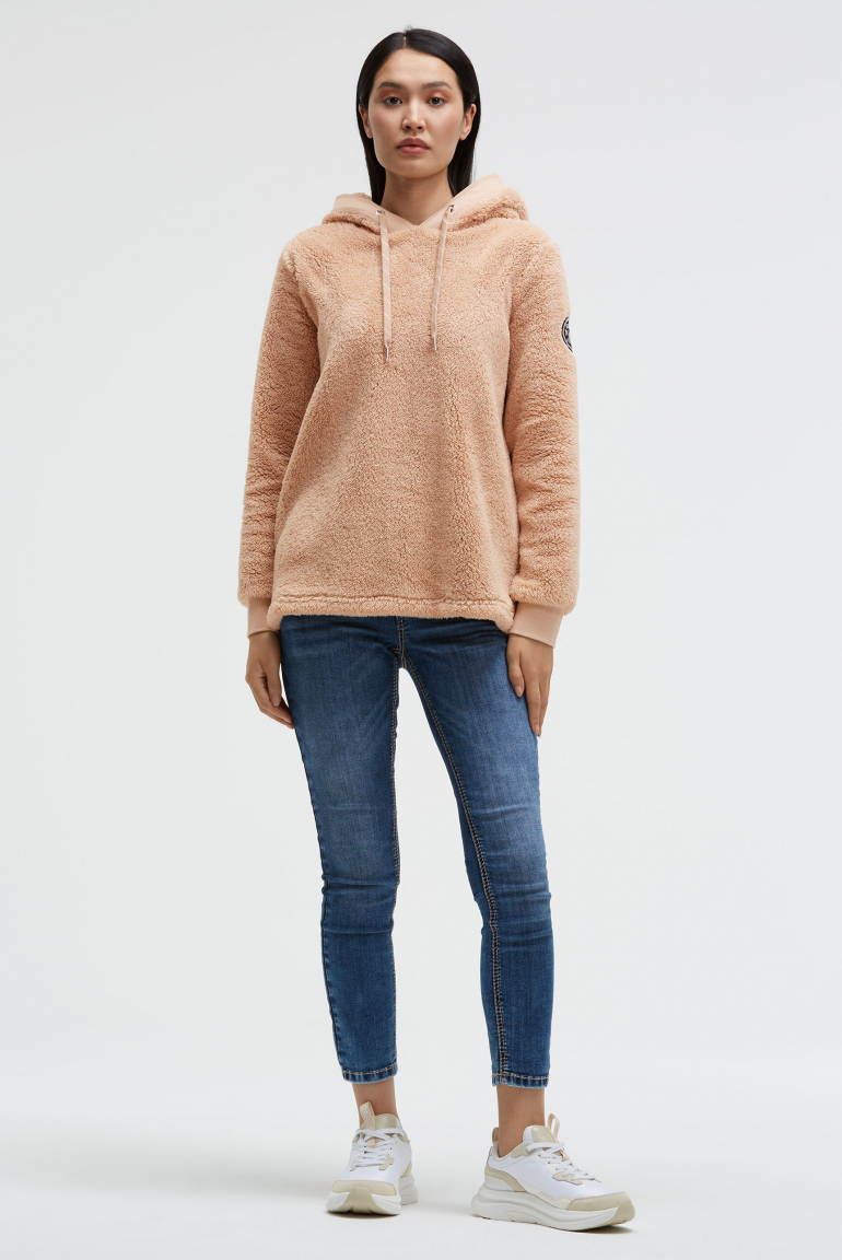 Hoodie aus Sherpa-Fleece mit Label Patch