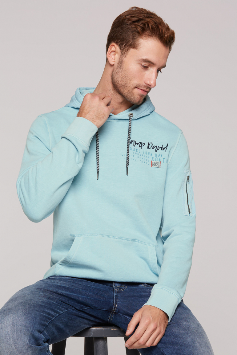 Hoodie im Materialmix mit Rücken-Print