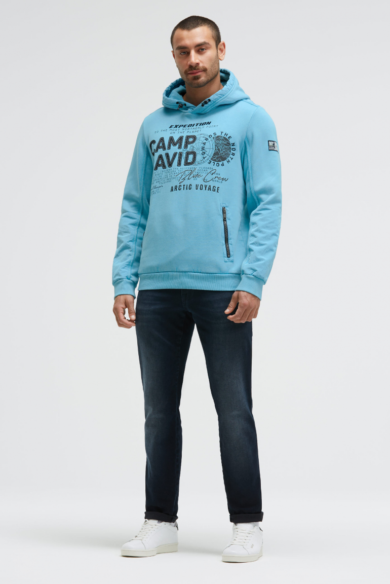 Hoodie im Materialmix mit Zippertaschen
