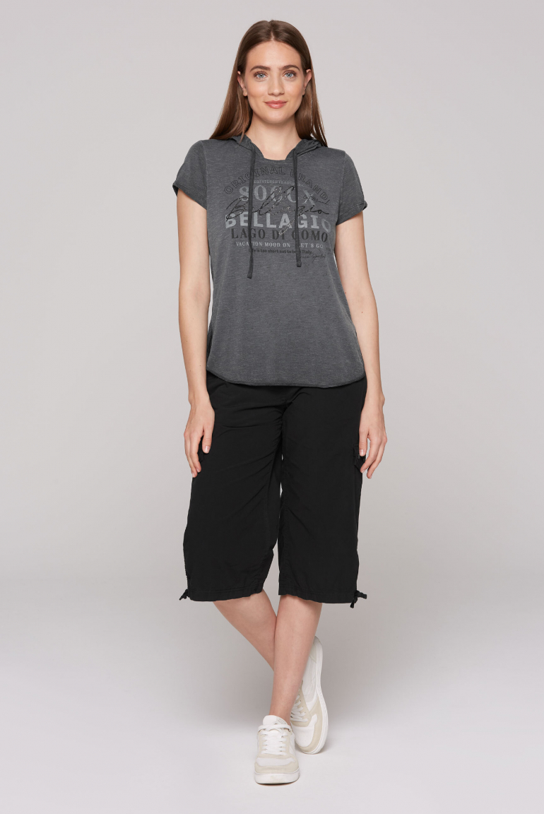 Hoodie-Shirt mit Ausbrenner-Effekten und Print