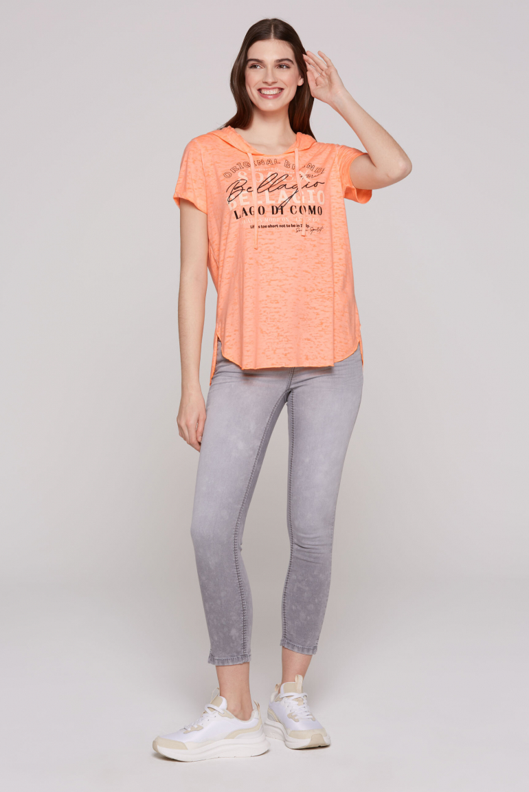 Hoodie-Shirt mit Ausbrenner-Effekten und Print