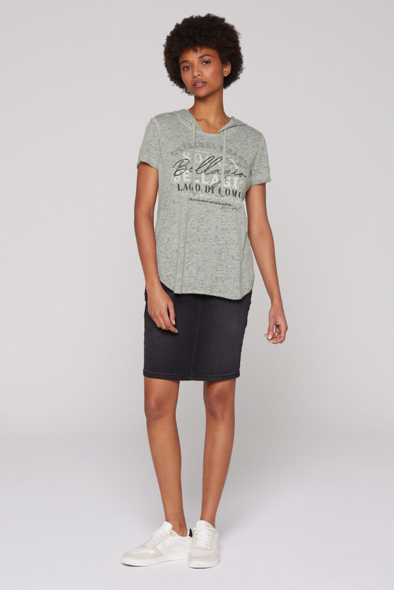 Hoodie-Shirt mit Ausbrenner-Effekten und Print