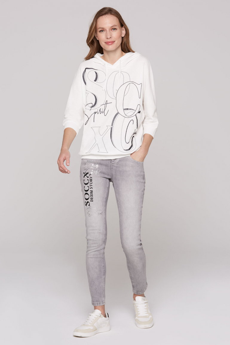 Kapuzensweatshirt mit kurzen Ärmeln und Rubber Logo