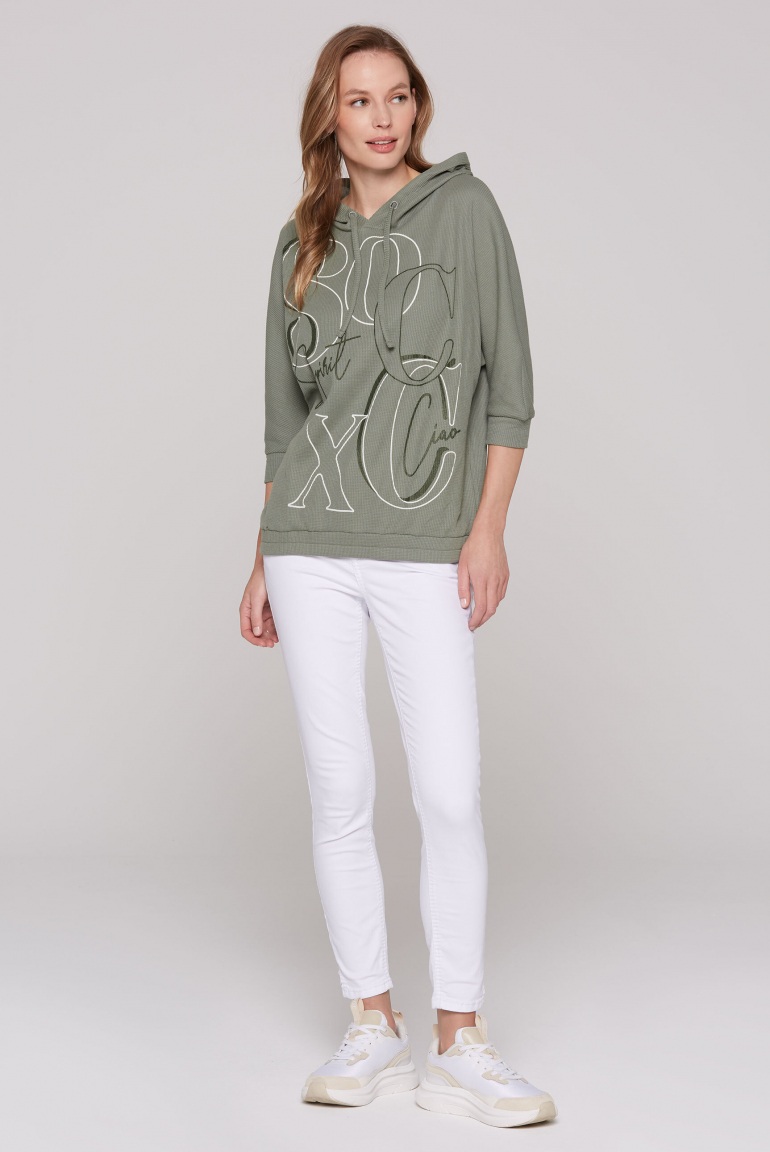 Kapuzensweatshirt mit kurzen Ärmeln und Rubber Logo