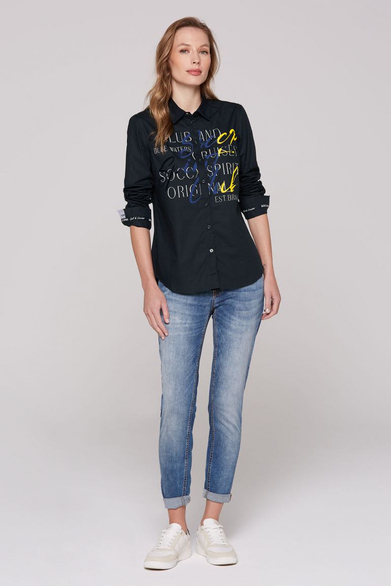 Langarmbluse mit Flockprint