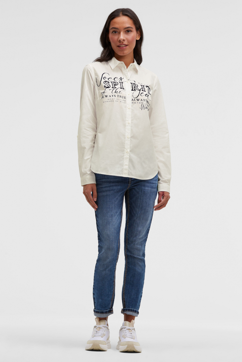 Langarmbluse mit Logo-Flock-Print