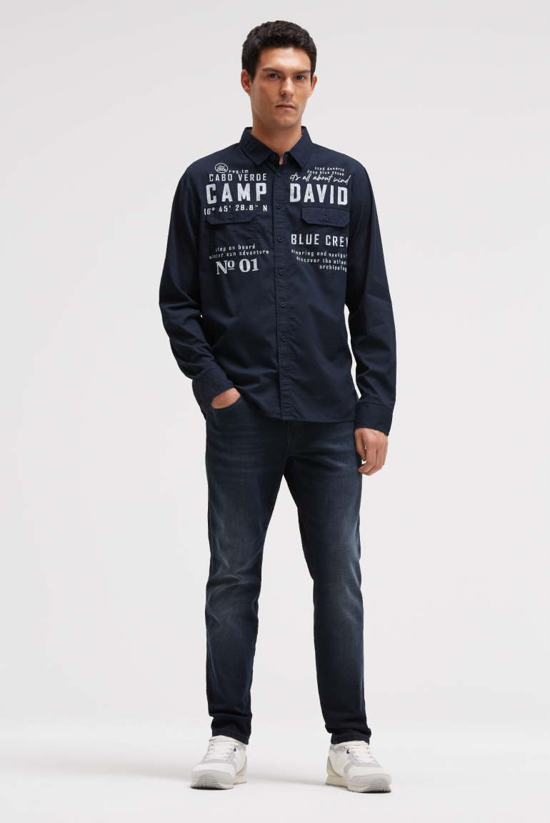 Langarmhemd mit Klappentaschen und Prints