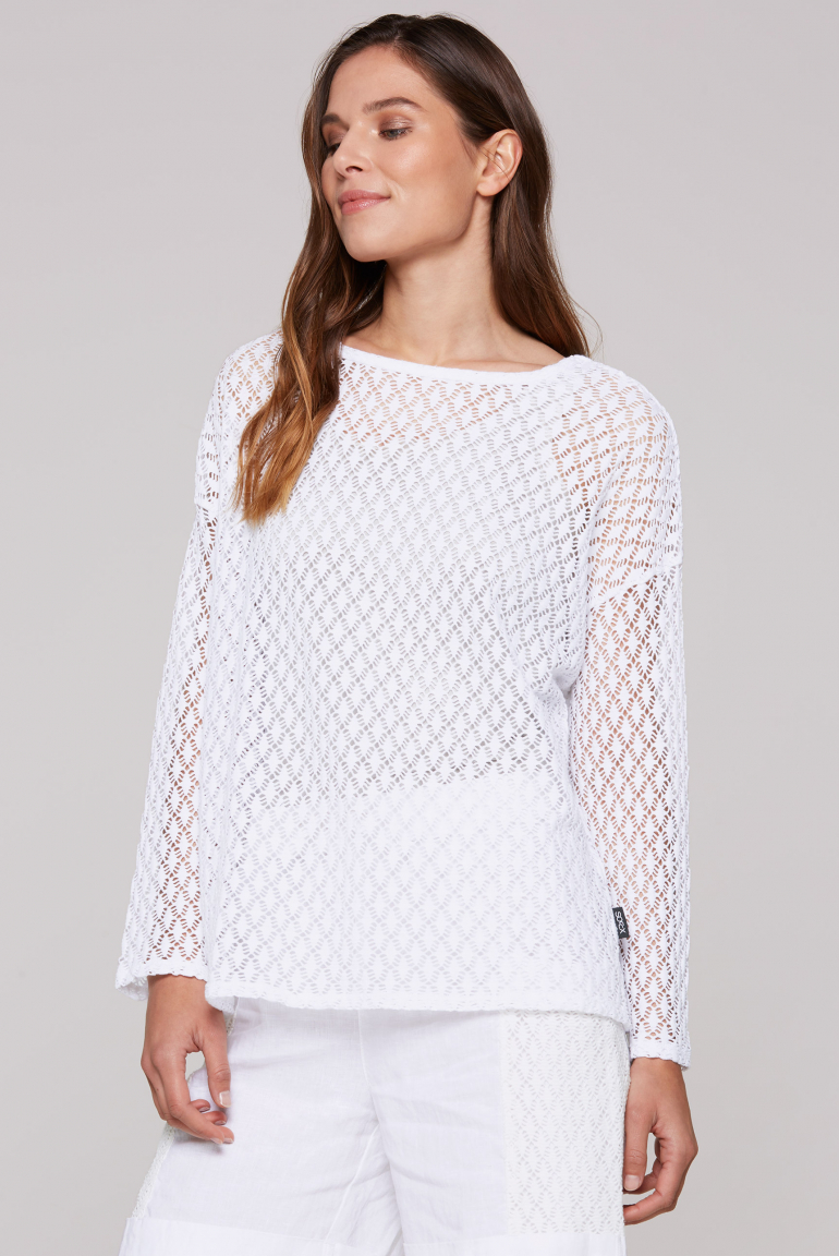 Langarmshirt mit Ajour-Muster