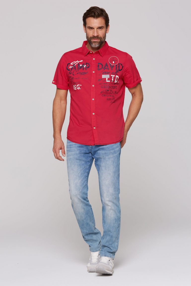 Leichtes Kurzarmhemd mit Logo Prints