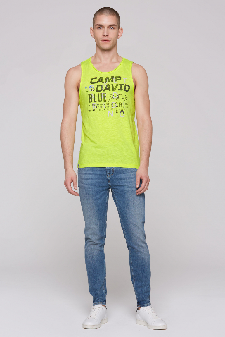 Muskelshirt mit Print und Rubber-Details