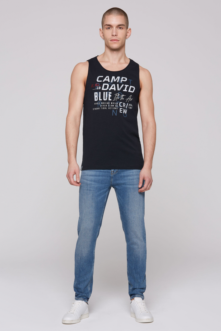 Muskelshirt mit Print und Rubber-Details