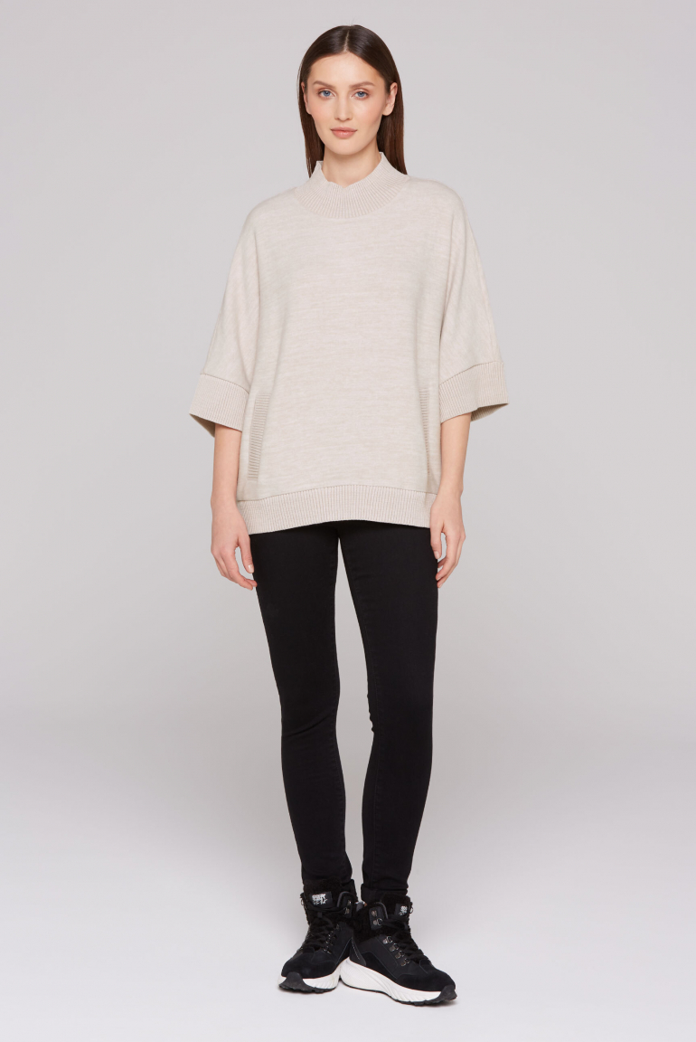 Oversized Pullover mit Stehkragen und Taschen