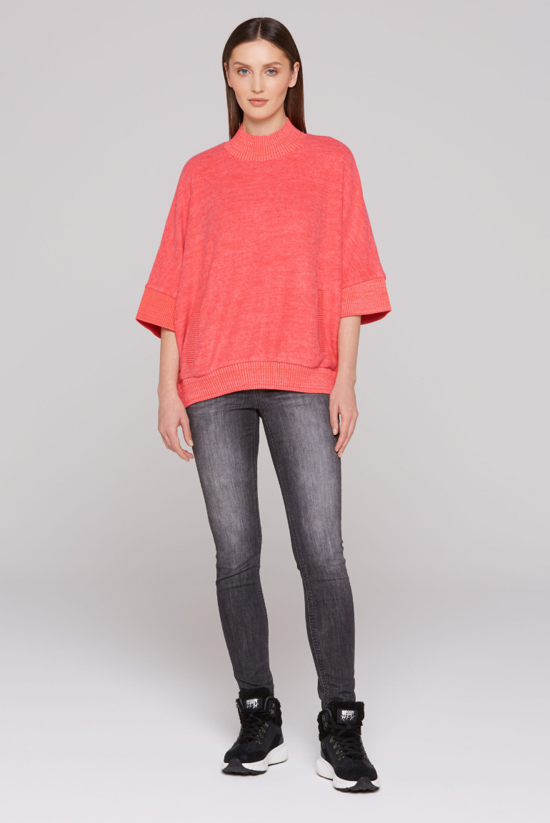 Oversized Pullover mit Stehkragen und Taschen