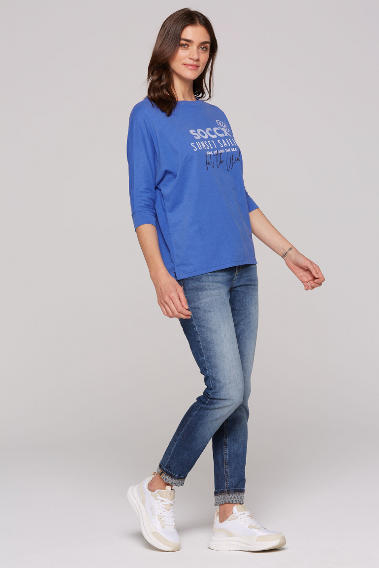 Oversized-Shirt mit Fledermausärmeln und Print