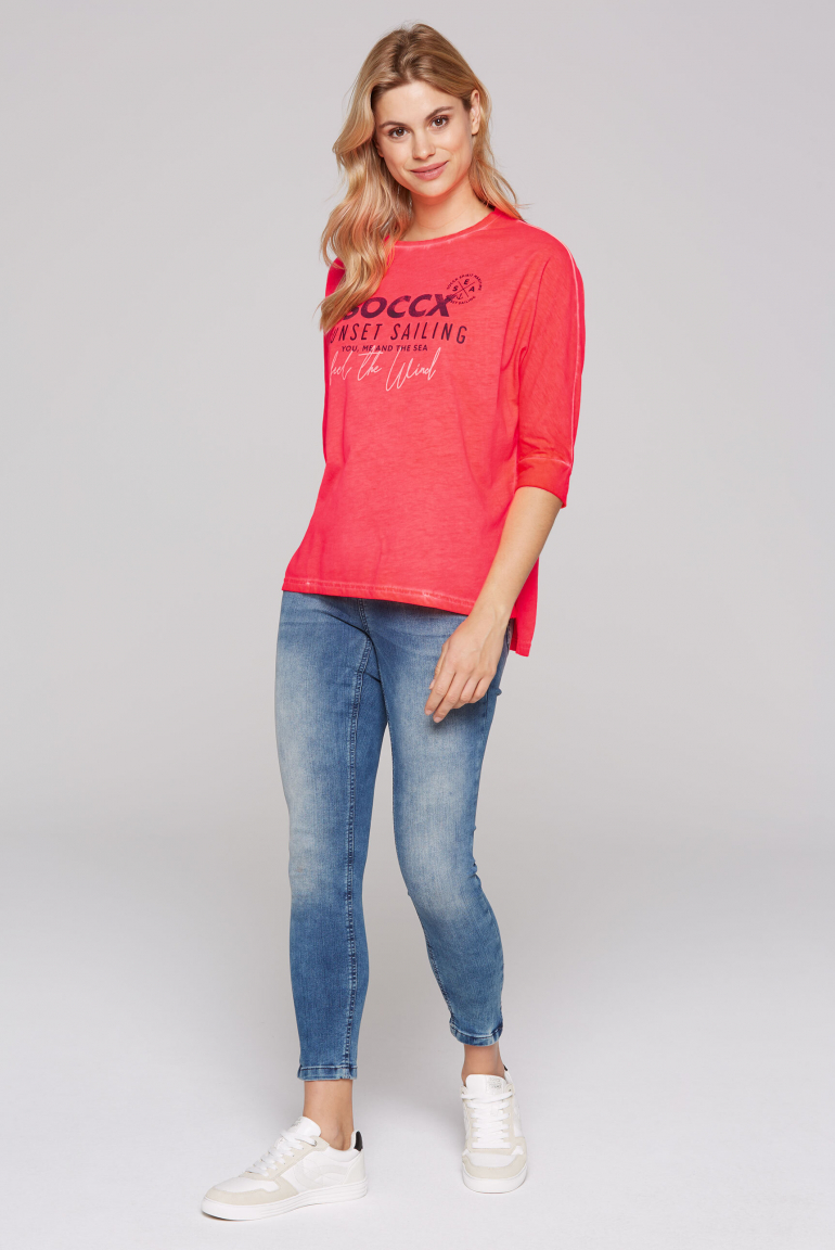 Oversized-Shirt mit Fledermausärmeln und Print