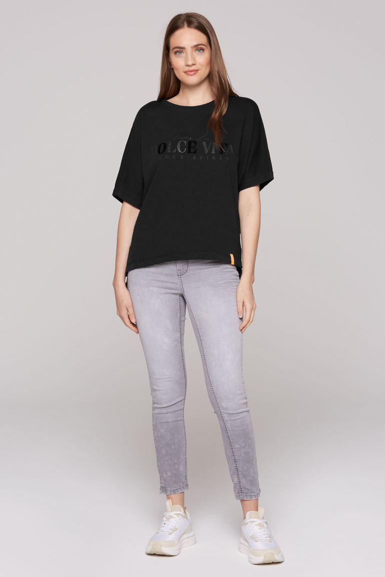 Oversized Sweatshirt mit Kurzarm und Artwork