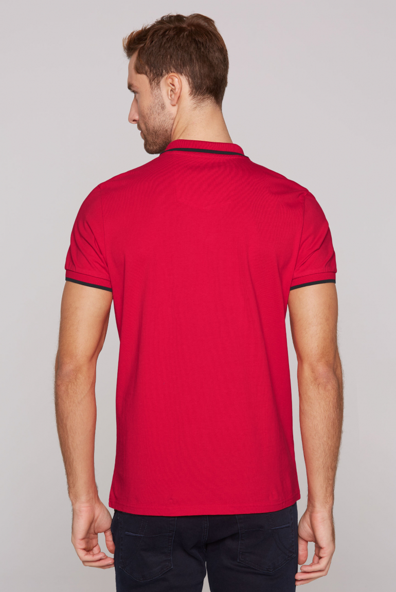 Poloshirt mit Trikotkragen und Label Print