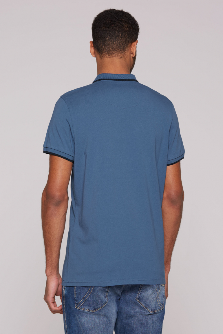 Poloshirt mit Trikotkragen und Label Print