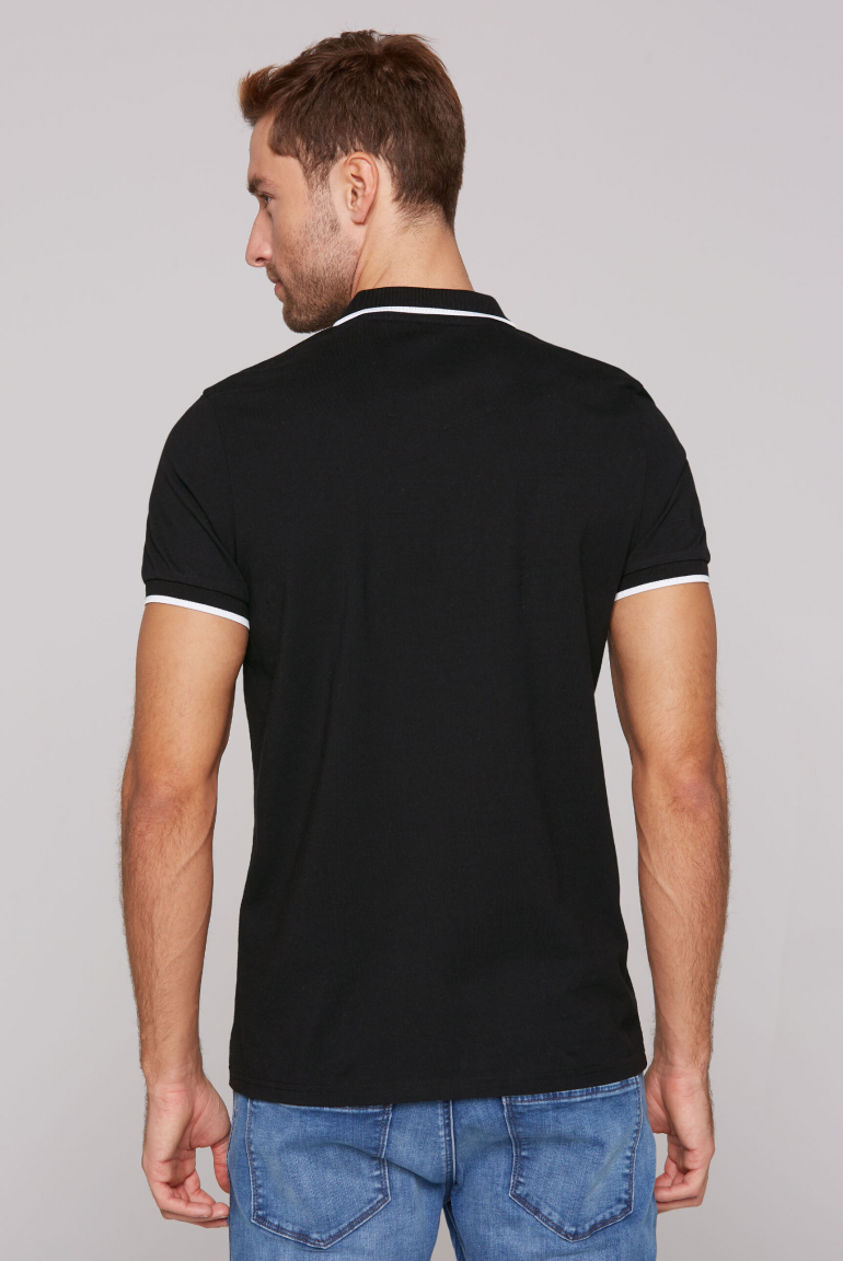 Poloshirt mit Trikotkragen und Label Print