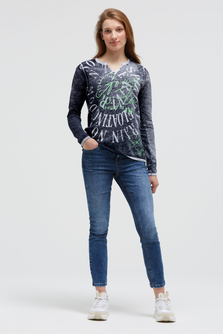 Pullover mit Inside Print und Acid-Effekten