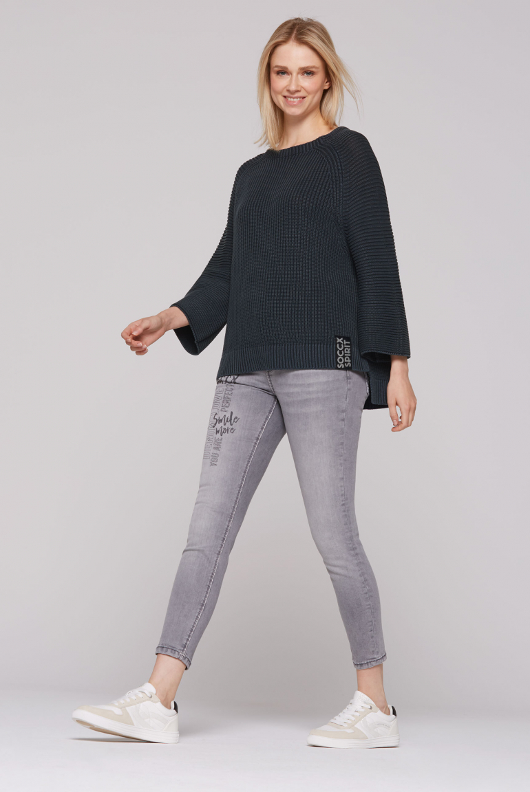 Pullover Stone Washed mit verkürzten Ärmeln