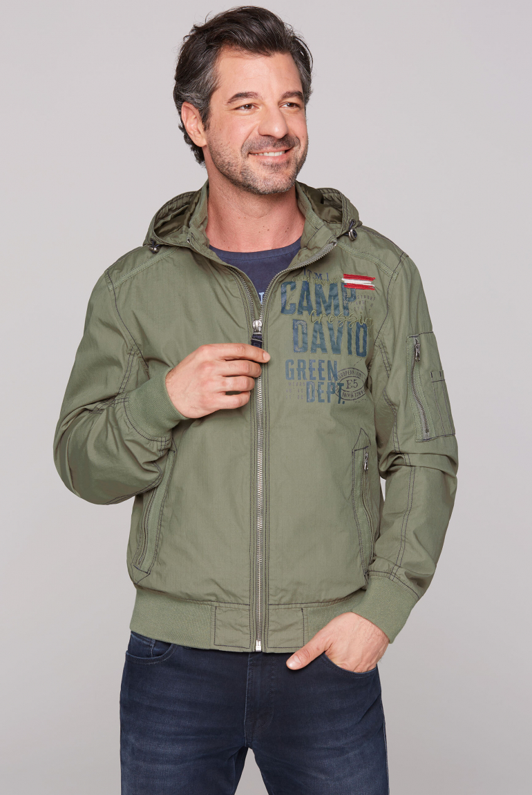 Stone Washed Blouson mit Kapuze und Artworks
