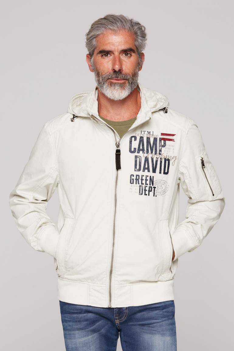 Stone Washed Blouson mit Kapuze und Artworks