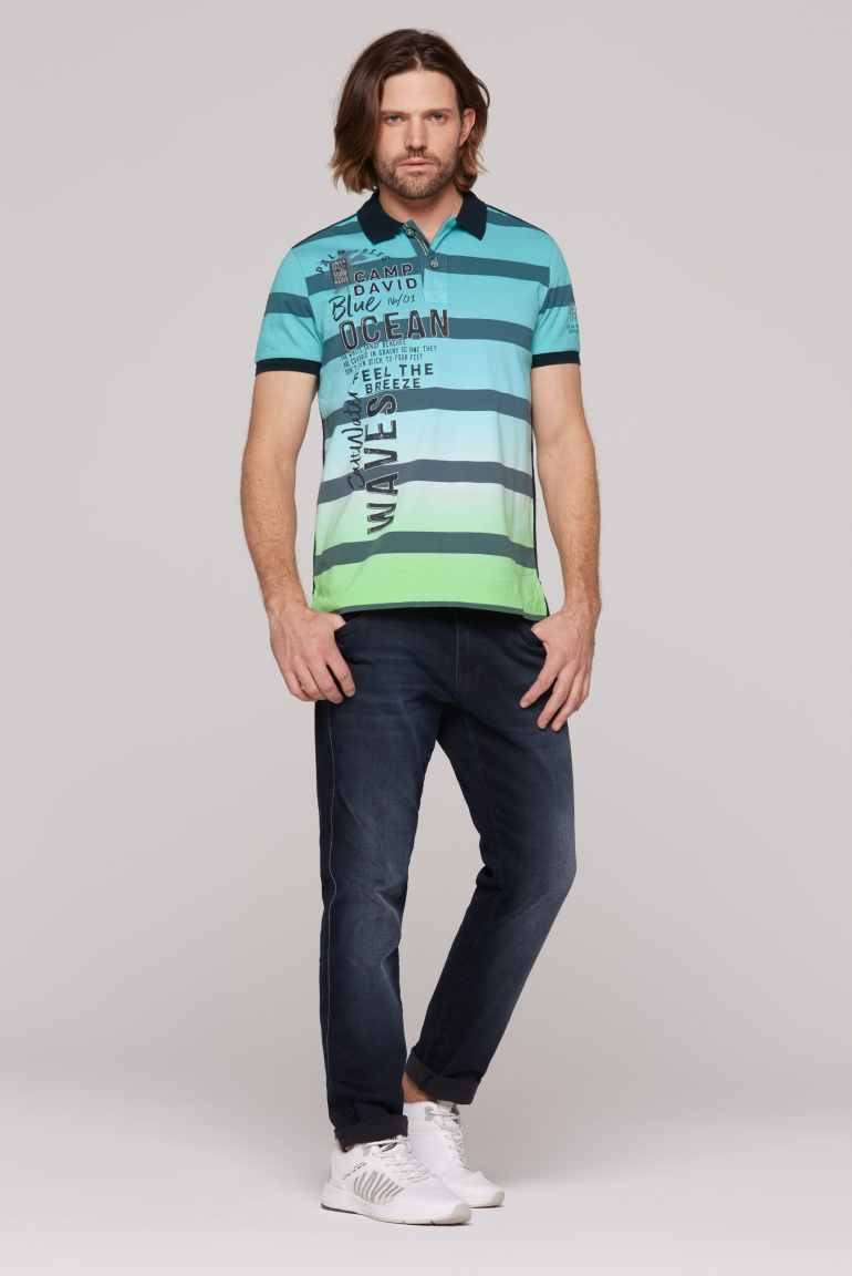 Streifen-Polo Dip Dye mit Logo Artworks