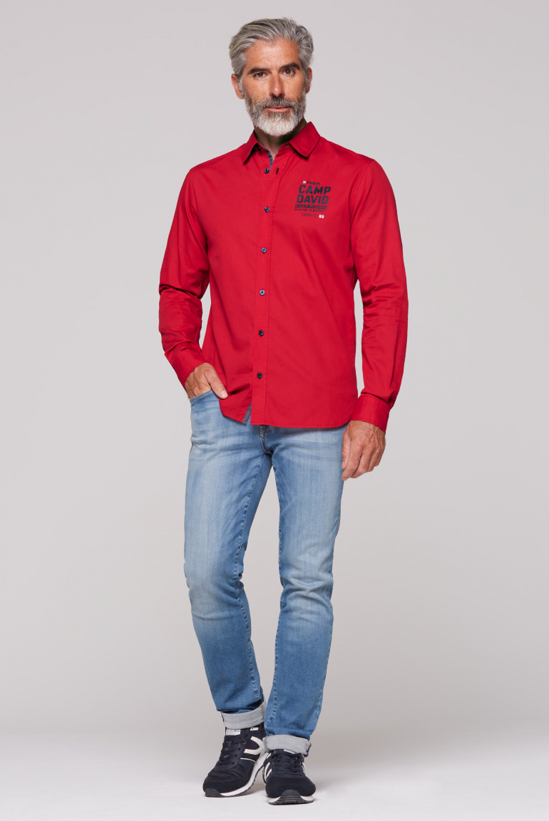 Strukturiertes Langarmhemd mit Rubber Prints