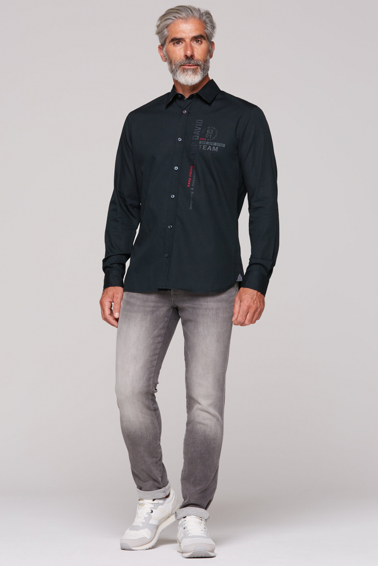 Strukturiertes Langarmhemd mit Rubber Prints