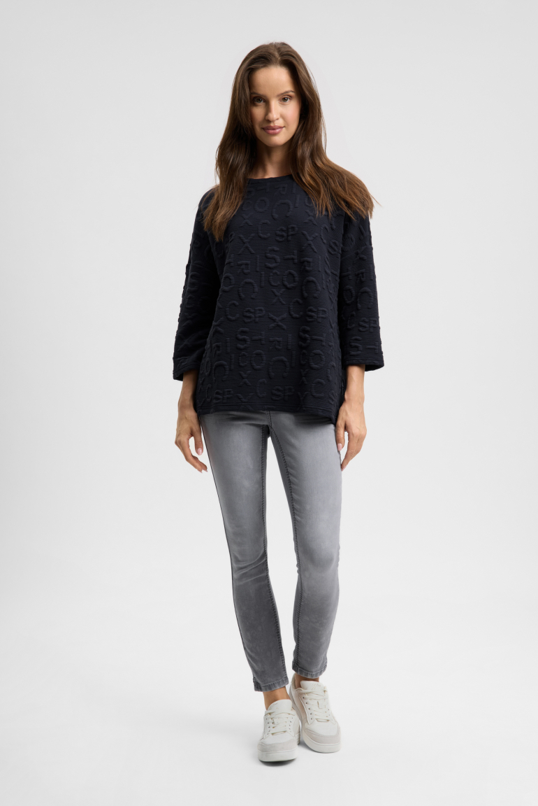 Strukturiertes Sweatshirt mit Intarsia-Artwork