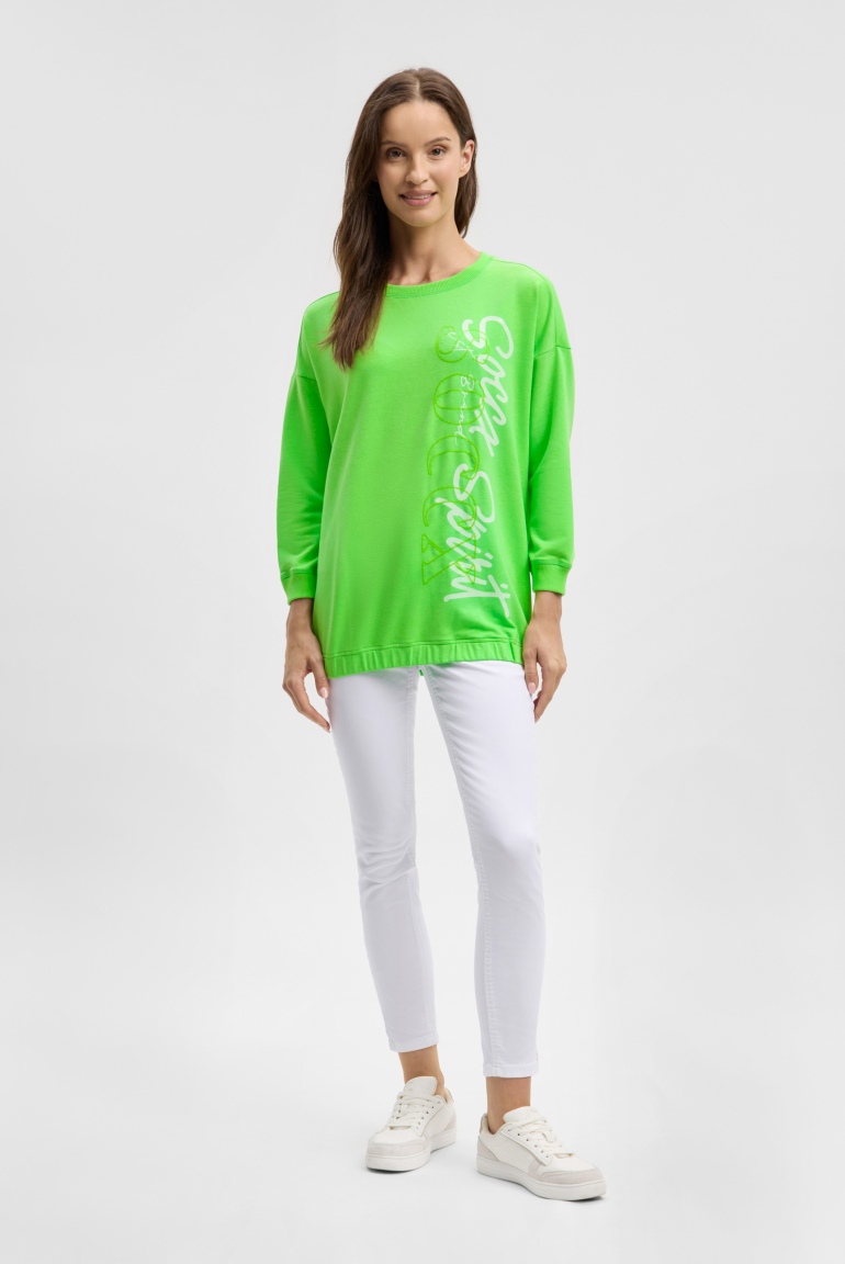 Sweatshirt mit Gummizugsaum und Pailletten-Logo