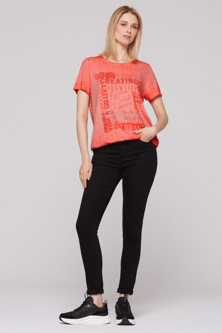 T-Shirt mit Artwork und Elastiksaum