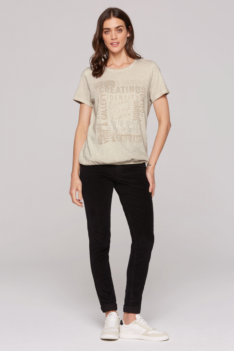 T-Shirt mit Artwork und Elastiksaum