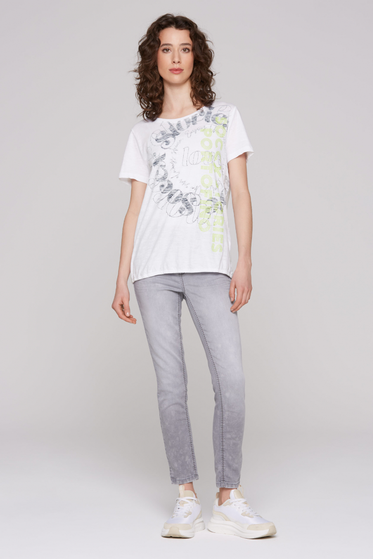 T-Shirt mit Elastiksaum und Artwork
