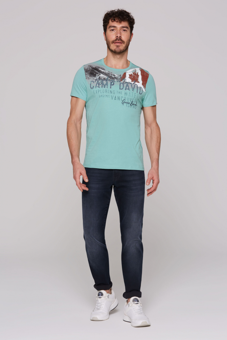 T-Shirt mit Photoprint und Stickereien