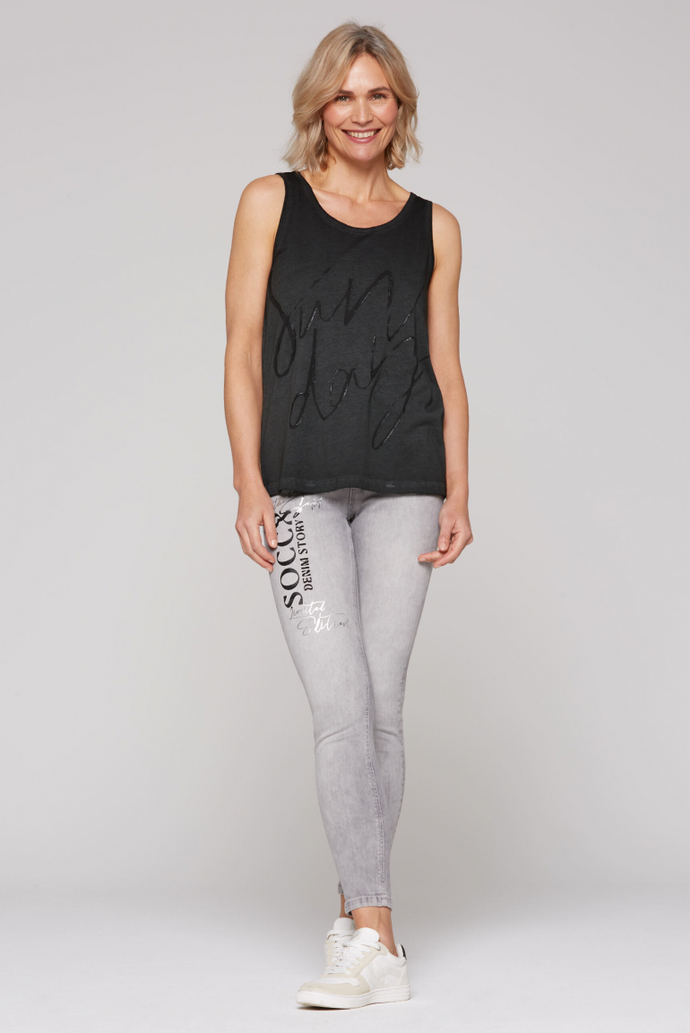 Top Inside Oil Dyed mit Print