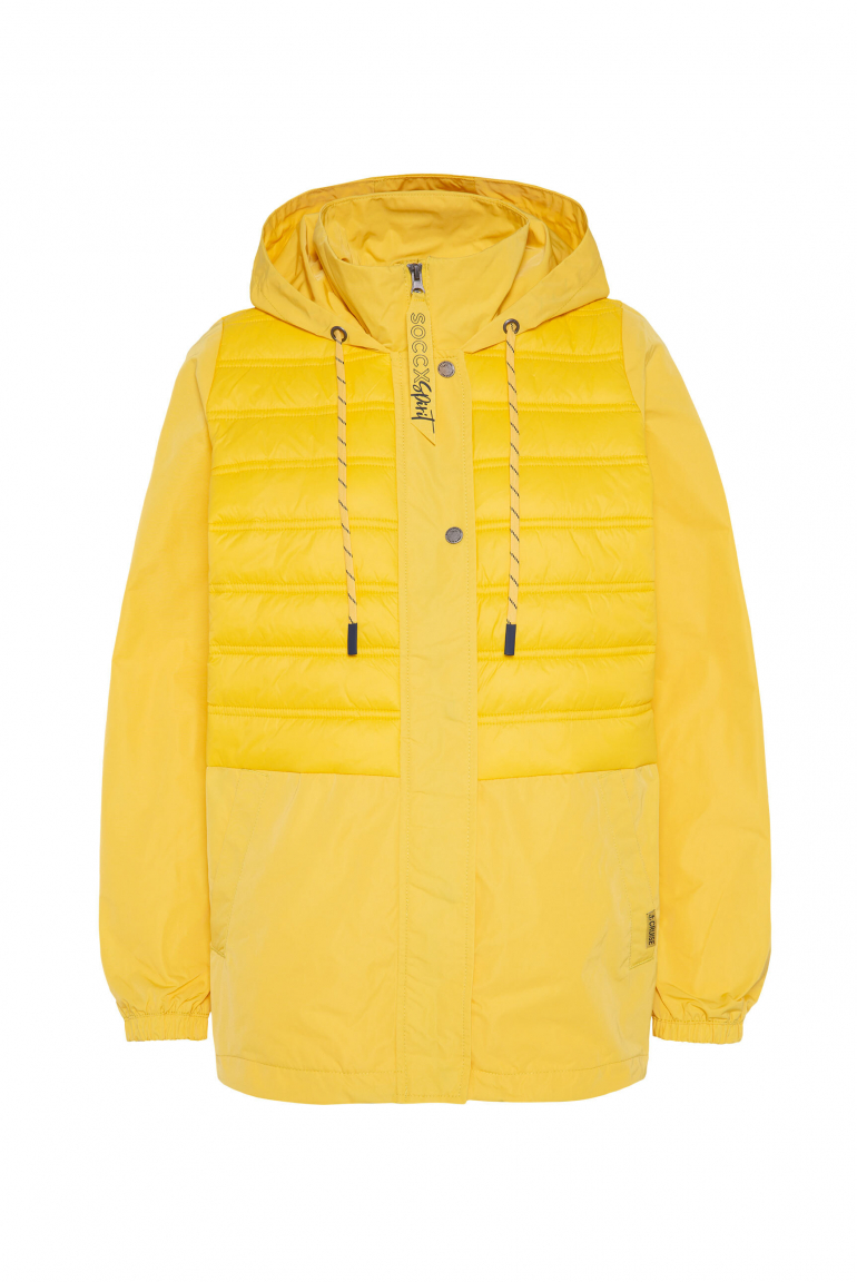 Windjacke mit Kapuze im Materialmix